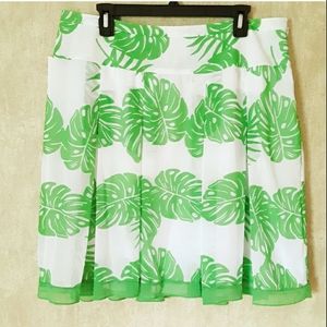 Worthington white green floral leaf print skirt plus size 16 NEW